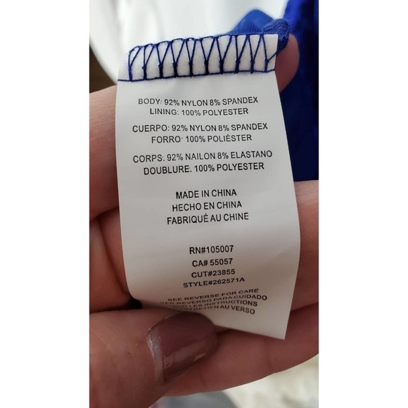 Marina Long Sleeve Column Gown in Cobalt Blue Size XS Sequins - Picture 8 of 9